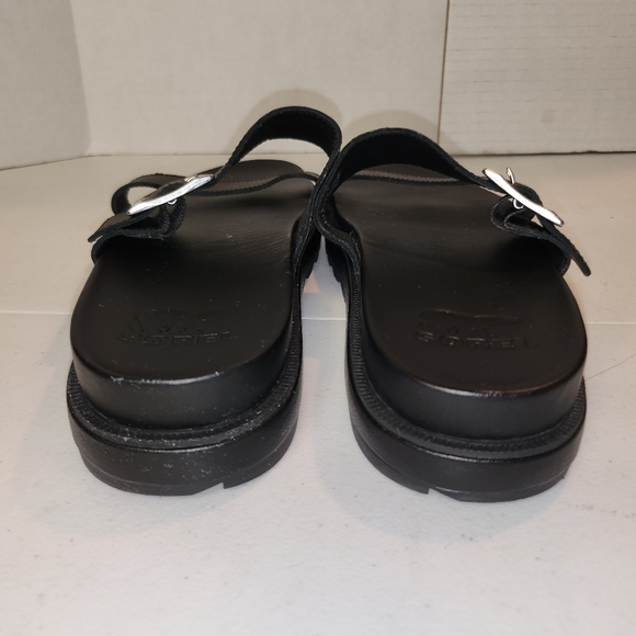Sorel Women's Roaming Buckle Slide Black Leather Sz 9 - Picture 6 of 10